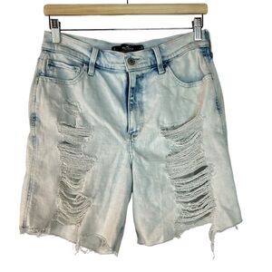Hollister Ultra High Rise Bermuda Shorts Raw Hem Distressed Size 29 Soft Stretch